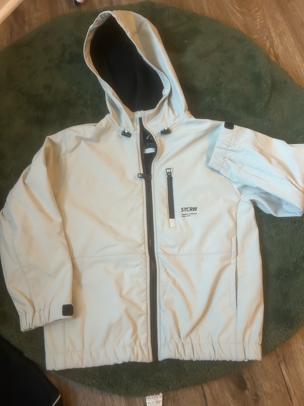 Zara Cream Hooded Performance Jacket with Black Accents